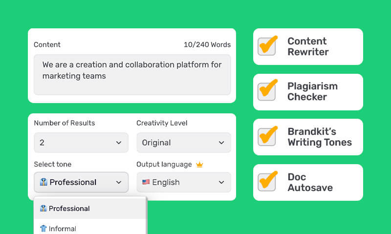 Gerador de conteúdo de IA grátis